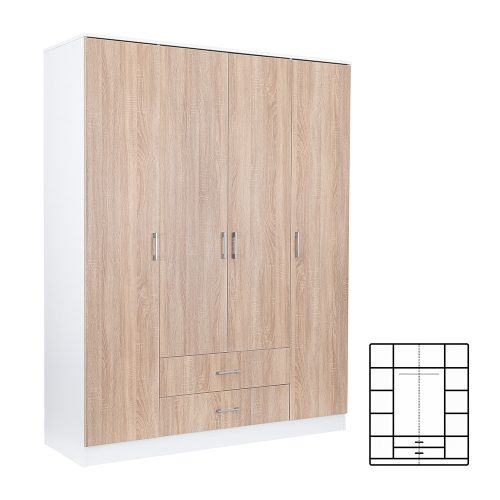 Garderobna omara Miami 160x205 cm sonoma hrast-bela