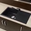 Gori kvadratni enojni umivalnik + kapljični granitni umivalnik s sifonom črne barve